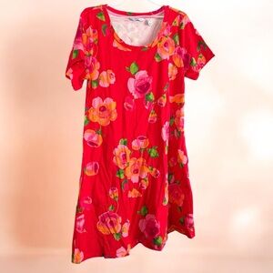 Isaac Mizrahi live stretchy spring floral midi bright and happy